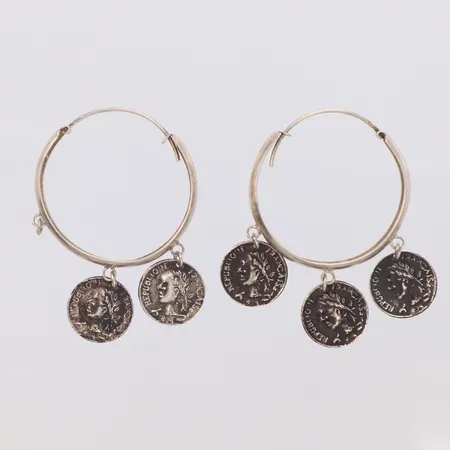 Örhängen, Ø35mm, ett mynt saknas, 925/1000 silver Vikt: 7 g