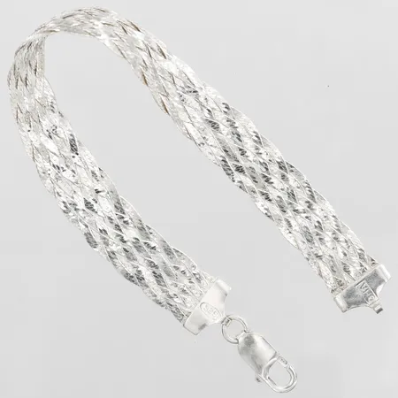 Armband flätat längd 19cm, bredd 11mm, silver 925/1000 Vikt: 9,4 g