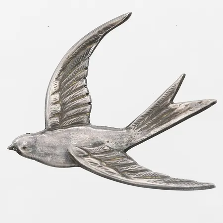 Brosch fågel Petterssons Eftr Juvelerar Ab år 1946, längd 62mm, bredd 51mm, silver 830/1000 Vikt: 7,1 g