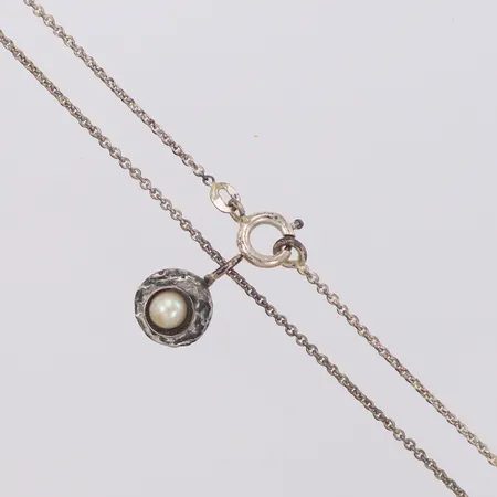 Kedja med hänge med odlad pärla, längd 38cm, bredd 0,9mm, hängetsmått 14,7x9,4mm, silver 925/1000 Vikt: 3 g