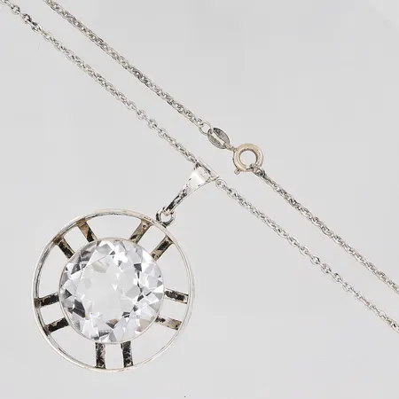 Kedja 44cm hänge Ø 31,8mm Bergkristall silver 830/1000 Vikt: 14,8 g