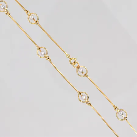 Collier med pärlor längd 95cm 18K Vikt: 22,6 g