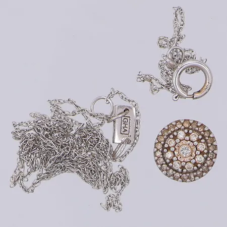 Collier med vita stenar, defekt/av, 18K Vikt: 2,1 g