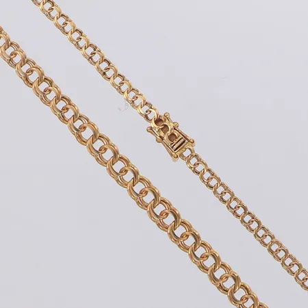 Collier doserad Bismarck längd 45,5cm, bredd 3,2-5,1mm, glapp i låset, Guldfynd, 18K  Vikt: 10,5 g