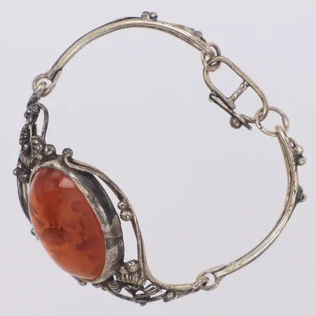 Armband med bärnsten, längd 17cm, bredd 3,5-39,7mm, silver 925/1000 Vikt: 23,9 g
