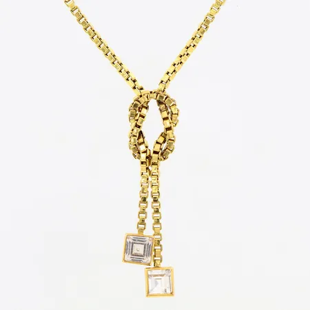 Collier med vita stenar längd 39cm bredd 2mm stenar 5x5mm 18K Vikt: 9 g