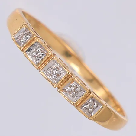 Ring med diamanter 5 x ca 0,001ct, stl:17¾, 18K Vikt: 1,5 g