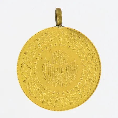 Hänge med mynt, Ataturk, Ø ca 22mm, 50 kurus, ögla i metall, 22K  Vikt: 3,5 g