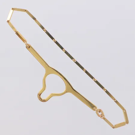 Slipshållare bredd 48,2mm, del i förgyllt silver 925/1000 kedja i 14K  Vikt: 3,7 g