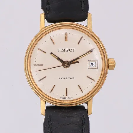 Damur Tissot Seastar, 22mm, quartz (batteribyte krävs) 14K, läderband saknar spänne Vikt: 0 g