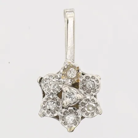 Hänge med diamant 1xca0,03ct, 6xca0,01ct åttkantslipade, längd 15mm, bredd 8mm, vitguld, 18K Vikt: 0,7 g