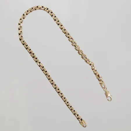 Armband längd 22,5cm, bredd 4mm, skadad länk 14K Vikt: 5,6 g