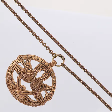 Hängsmycke Paradisfåglar Kalevala Koru Finland, bredd 55mm, längd 80cm, brons