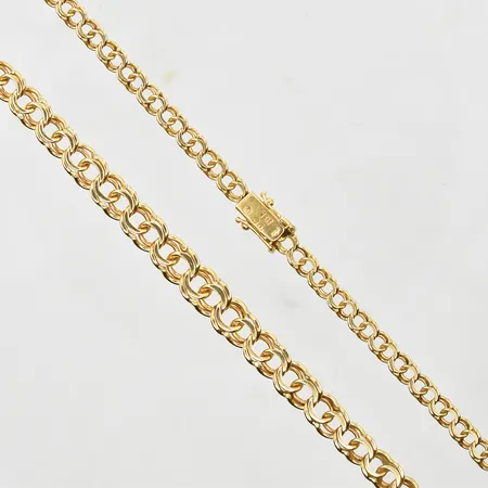 Collier Bismarck doserad längd 44½ cm bredd 5-7 mm, glappt lås, 18K. Vikt: 20,2 g