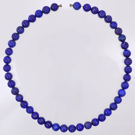 Collier med kulor av lapis lazuli 46cm bredd: 10mm, dobbar i silver, passar till Ole Lynggaard lås Vikt: 0 g