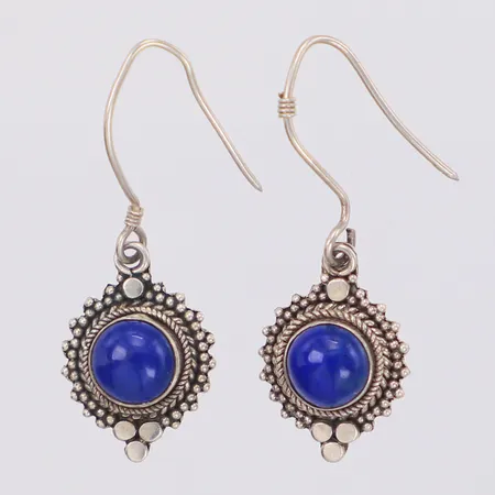 Örhängen med blå stenar, längd 38mm, 925/1000 silver Vikt: 5 g