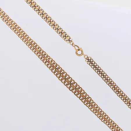 Collier x-länk, doserad, längd 40cm, bredd 5-8mm, en länkbit defekt 18K Vikt: 16,1 g