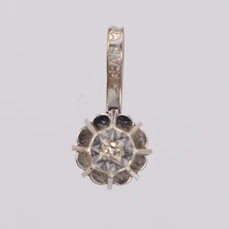 Hänge med diamant 1xca 0,005ct, längd 11,6mm, bredd 5,5mm, vitguld 18K Vikt: 0,5 g