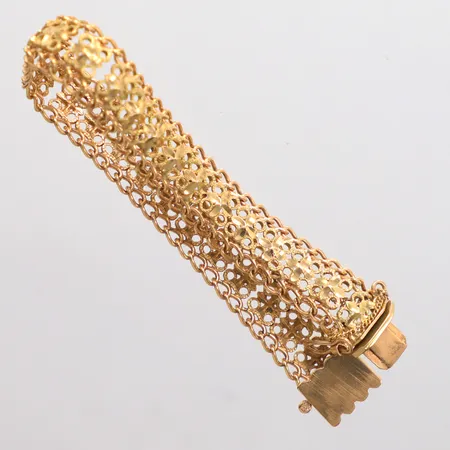 Armband längd 18,5cm, bredd 12,4mm, trasig säkerhetskedja, 18K Vikt: 21,5 g