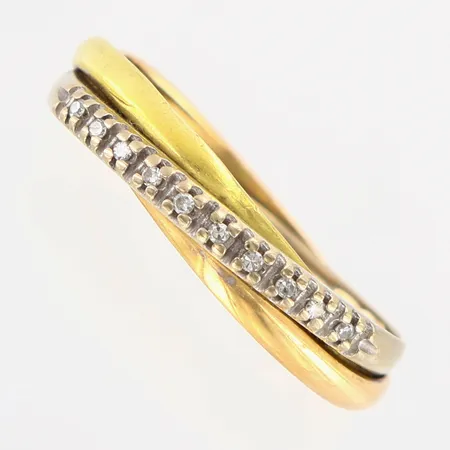 Ring med diamanter stl:17½, bredd: 3,4-4,5mm, gul/röd/vitguld GFAB 18K Vikt: 2,9 g