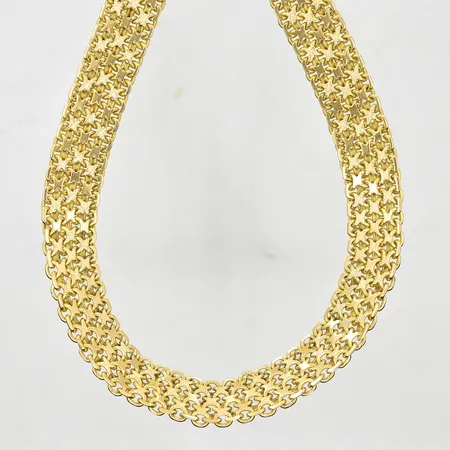 Collier X-länk längd 41 cm bredd 15 mm, 18K. Vikt: 103,8 g