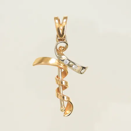 Hänge kors, med vita stenar, 50x30mm, rödguld/vitguld, 18K, 8,3g Vikt: 8,3 g