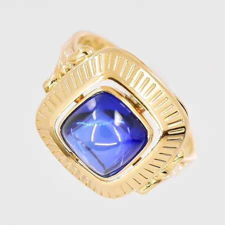 Ring med blå sten stl:17½ 18K Vikt: 3,7 g