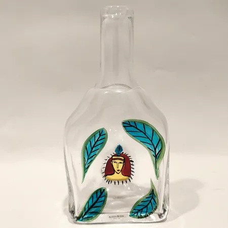 Flaska/vas Ulrika Hydman Vallien för Kosta Boda, höjd ca26cm, signerad nr 80020, etikett märkt  Skickas med paket.