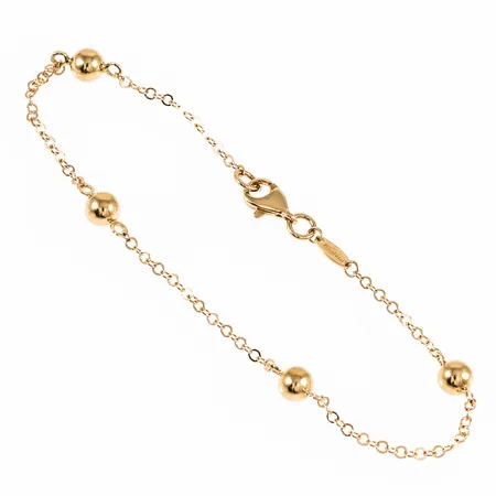 Armband Guldfynd ankarlänk med kulor 18,5cm, bredd 2-5mm, 18K 2,2g. 
