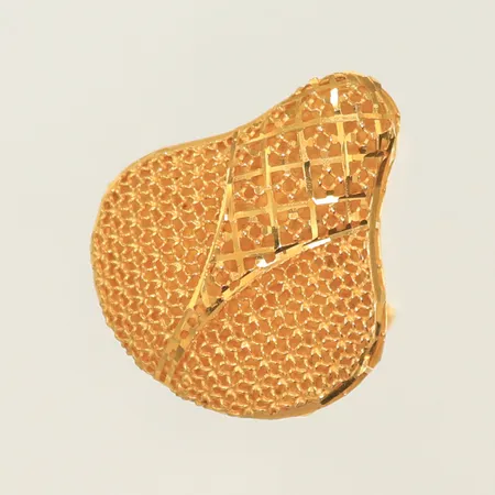 Ring med justerbar skena som är defekt, ovandel 21x24mm, 21K 3,6g 