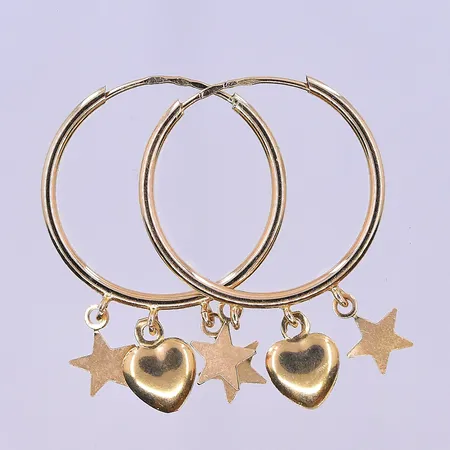 Örhängen Ø18 mm, bredd 2 mm 18K. Vikt: 1,3 g