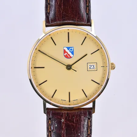 Herrur Borlänge kommun quartz datum Ø33 mm, graverad boett 14K.