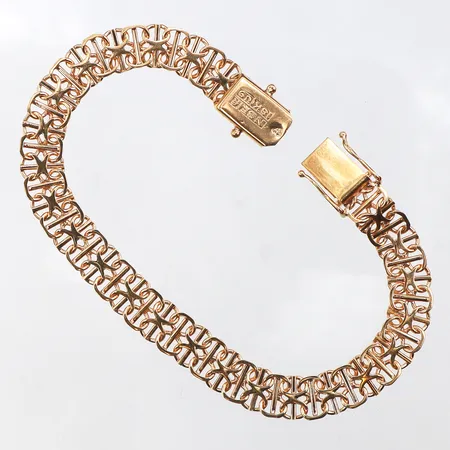Armband X-länk med stav,Svedbom Köping,längd ca 19 cm,bredd 7.9 mm,18k. Vikt: 13 g