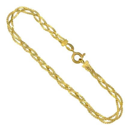 Armband, 18K guld, flätad modell, svensk kontrollstämpel, längd 17,5 cm, bredd 3 mm Vikt: 3,7 g