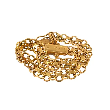 Armband x-länk, 18K guld, defekt, gravyr på lås Vikt: 7,7 g