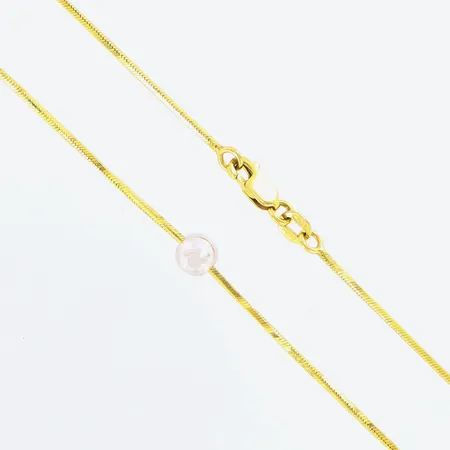 Kedja 42cm bredd: 1,3mm, kula Ø5,3mm i vitguld ej avtagbar, 18K  Vikt: 5,3 g