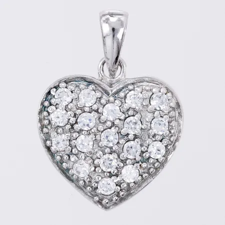 Hänge hjärta med vita stenar längd: ca 2cm bredd: ca 19mm silver 925/1000 Vikt: 1,5 g