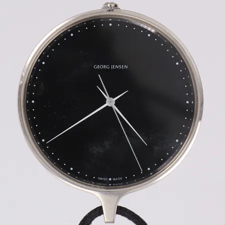Fickur Georg Jensen, stål, quartz, 38mm, refnr 319, serienr 011237, design Henning Koppel, repor, läderrem. 