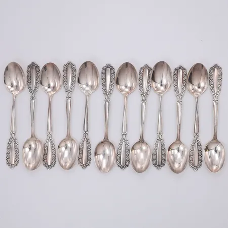 12 Kaffeskedar modell Carmen, 11cm, 830/1000 i ask Vikt: 127,5 g