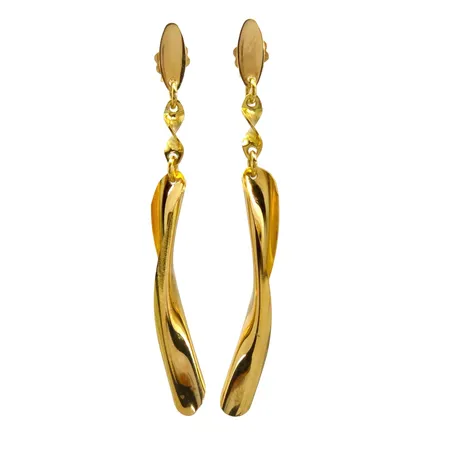 Örhängen, 18K guld, längd 51 mm, bredd 4,3 mm, originalploppar, fint skick Vikt: 2,8 g