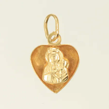 Hänge / berlock hjärta & madonna med barn 10x10mm exkl ögla, 14K 0,5g 