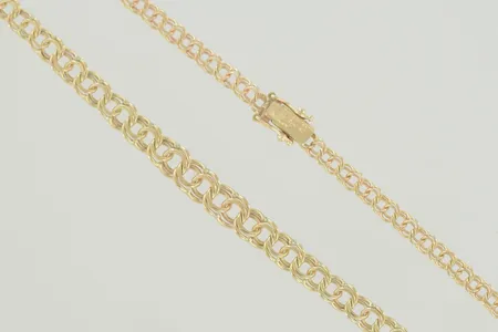 Halskedja bismark längd 45 cm bredd 3,8-6,2 mm 18K  Vikt: 13,5 g