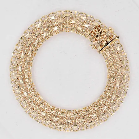 Armband X-länk med stav längd 19,5cm bredd 12,4mm Stockholms Ädelsmide AB 18K  Vikt: 17,9 g