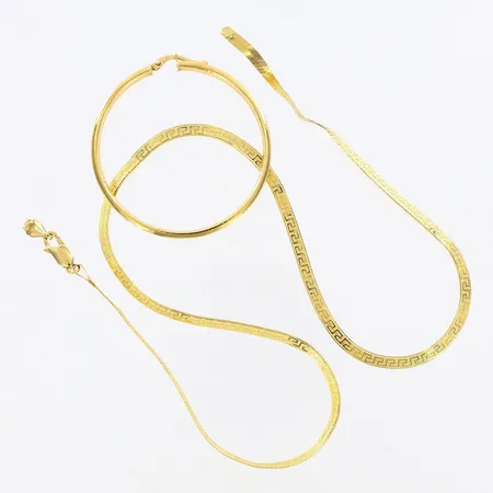 Collier och udda örhänge, defekter, 18K Vikt: 8,8 g