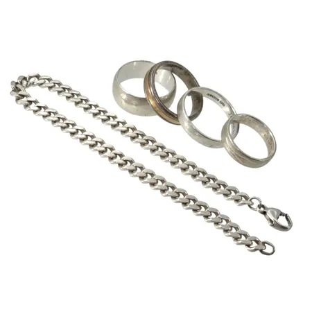 Silversmycken 925/1000, 5 delar, gravyr, bruksmärken  Vikt: 35,2 g