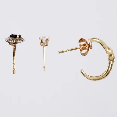 tre udda örhängen med stenar 14K Vikt: 1,4 g