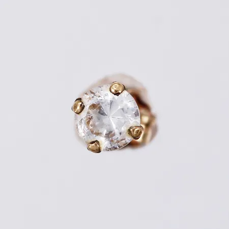 Udda örhänge med vit sten Ø ca 4mm 18K  Vikt: 0,2 g