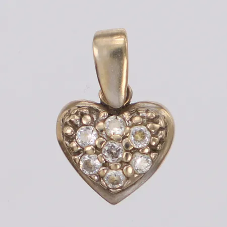 Hänge med vita stenar, längd 12,9mm, bredd 8,2mm, 14K Vikt: 0,6 g