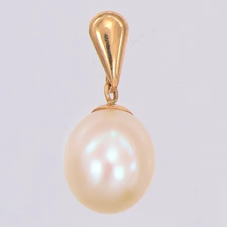 Hänge odlad sötvattenpärla ovalformad 19mm, 18K Vikt: 1,2 g