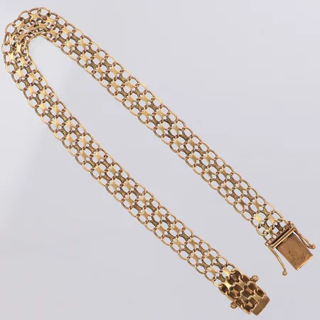 Armband x-länk längd 20cm, bredd 7mm, Köping år 1966, 18K Vikt: 8,2 g